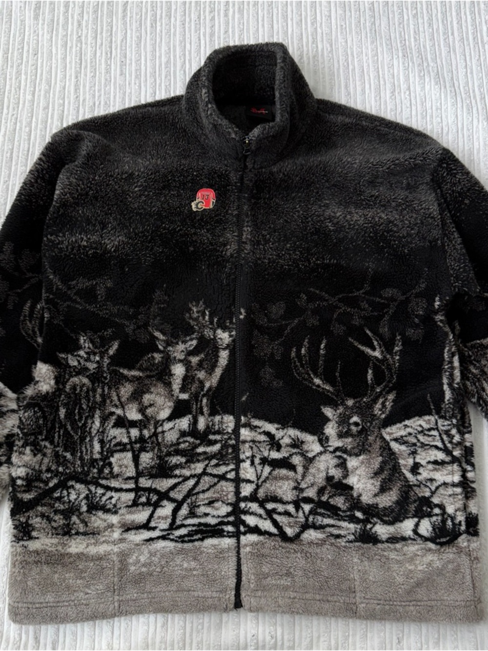 Vintage 1990s Mazmania all-over print full-zip fleece jacket | Size L